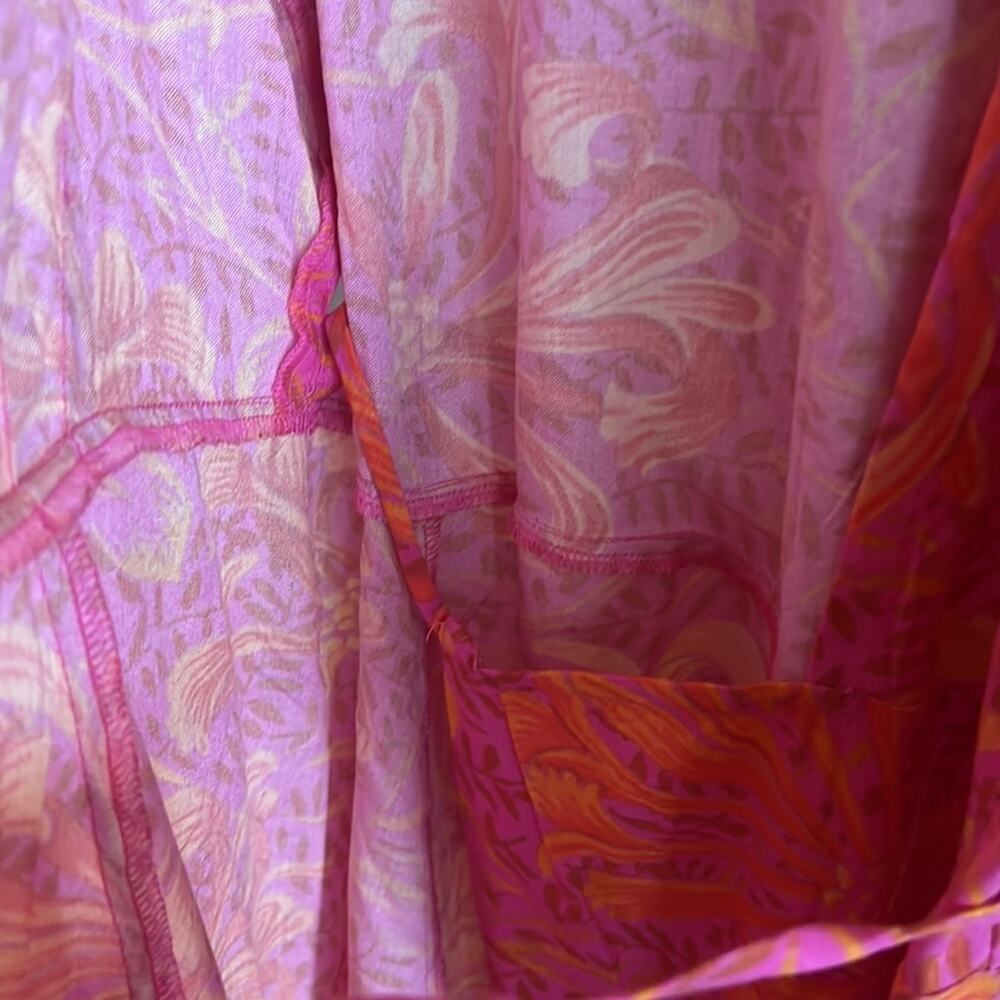 Jen's Pirate Booty Garden Party Row Maxi Wrap Dress Pink Orange Small - Picture 9 of 14